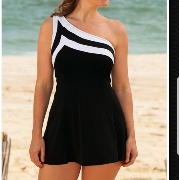 one shoulder swim dress
